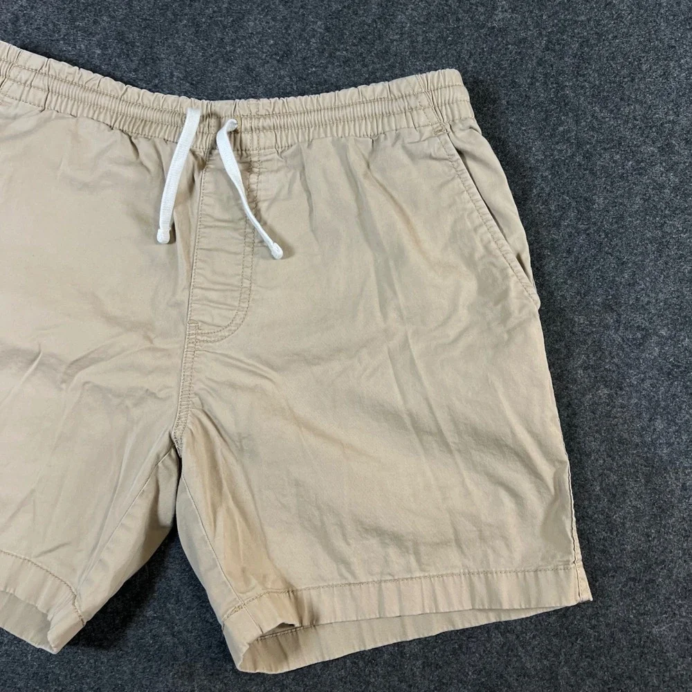 J.Crew Mens Dock Shorts Khaki Tan Elastic Waist Drawstring Size M